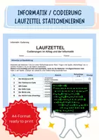 Vorschau - Stationenlernen - Laufzettel: Codierungen im Alltag und der Informatik (Stationenlernen / Stationspass – editierbar in Word) - Deckblatt