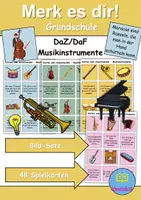 Vorschau - Spiele - Merk es dir Musikinstrumente (Bild-Satz) - DaZ/DaF / Deutsch (Klasse 1 bis 4) - Deckblatt