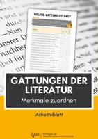 Vorschau - Arbeitsblätter - Gattungen der Literatur Tabellenrätsel - Deckblatt
