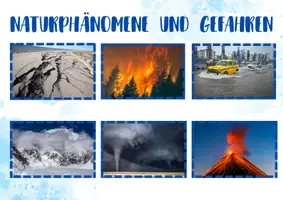 Vorschau - Präsentationen/Tafelbilder - Einstiegsbilder und Fragen Naturgefahren - Deckblatt
