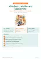 Vorschau - Arbeitsblätter - Mittelwert, Median und Spannweite – Daten mit Kennwerten beschreiben - Deckblatt