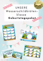 Vorschau - Mal- und Bastelvorlagen - Unsere Klasse - Wasserschildkrötenklasse Geburtstagsset - Deckblatt