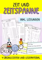 Vorschau - Arbeitsblätter - Zeit und Zeitspanne (Material für den Kreis mit Übungen) - Deckblatt