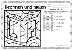 Aperçu - Feuilles d'exercices - Rechen-Mal-Blätter - Addition Zahlenraum 20 (Back to school) | Rentrée scolaire Additions Mathématiques Allemand - Page 2