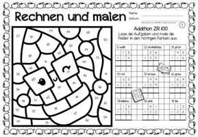 Voorbeeld - Rechen-Mal-Blätter - Addition Zahlenraum bis 100 (Back to school) Wiskunde Duits - Pagina 2