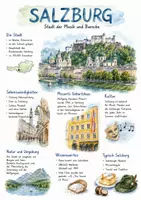 Vorschau - Arbeitsblätter - Lernposter + AB mit Fragen zum Thema "Salzburg" + Lösungsblatt + Infografik - Deckblatt