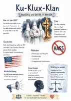 Vorschau - Arbeitsblätter - Lernposter + Arbeitsblätter zum Thema "Ku-Klux-Klan" + Lösung & MP3 + Mindmap + Infografik - Deckblatt
