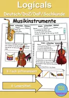 Vorschau - Arbeitsblätter - Musikinstrumente Leserätsel - Lesen • schneiden • kleben - DaZ/DaF / Deutsch / Sachunterricht - Deckblatt