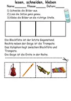 Vorschau - Arbeitsblätter - Musikinstrumente Leserätsel - Lesen • schneiden • kleben - DaZ/DaF / Deutsch / Sachunterricht - Seite 2
