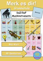 Vorschau - Spiele - Merk es dir Musikinstrumente (Bild-Wort) - DaZ/DaF / Deutsch (Klasse 1 bis 4) - Deckblatt