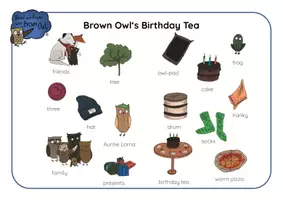 anteprima - Esercizi - Brown Owl's Birthday Tea - PICTURE DICTIONARY WORDMATS - Pagina 1
