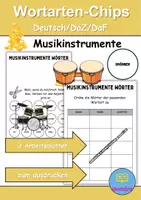 Vorschau - Arbeitsblätter - Wortarten Chips Musikinstrumente - DaZ/DaF / Deutsch (Nomen • Verben • Adjektive) - Deckblatt