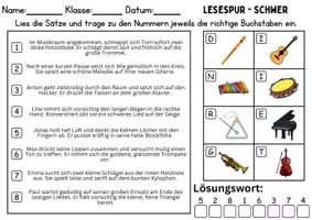 Vorschau - Mal- und Bastelvorlagen - Lesespur / Leserätsel: Musikinstrumente - DaZ/DaF / Deutsch - Seite 3