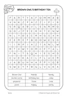 anteprima - Esercizi - Brown Owl's Birthday Tea - WORD SEARCH - Pagina 1