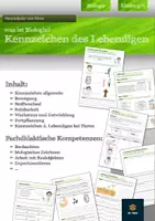 Vorschau - Arbeitsblätter - Kennzeichen des Lebendigen - Deckblatt
