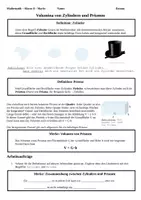 Vorschau - Unterrichtsreihen - Volumina & Oberflächeninhalt senkrechter Prismen (Zylinder, Quader) - Seite 1