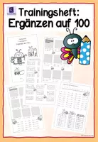 Vorschau - Arbeitsblätter - Ergänzen auf 100 – Trainingsheft mit Hunderterfeld, Rechenstrategien & interaktivem Quiz - Seite 1