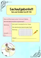 Vorschau - Aufgabenkarten - Sachaufgaben ZR 100 Mal/Dividiert - Deckblatt