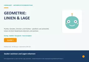 Vorschau - Stundenentwürfe - Mathe Unterrichtsvorbereitung Linien parallel und senkrecht - Deckblatt