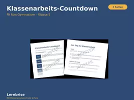 Vorschau - Merkblätter - Klassenarbeits-Countdown - Der 7-Tage-Plan zur Vorbereitung - Deckblatt