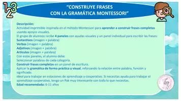 Vista previa - Hojas de trabajo - hacer frases montessori - página 1