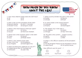 Vorschau - Arbeitsblätter - USA Landeskunde - Quiz - Seite 1
