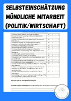 Vorschau - Arbeitsblätter - Selbsteinschätzung mündliche Mitarbeit Politik & Wirtschaft - Deckblatt