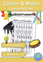 Vorschau - Arbeitsblätter - Musikinstrumente Zählen & Ausmalen - Klasse 1 und 2 - Deckblatt