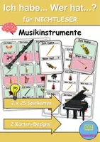 Vorschau - Spiele - Ich habe wer hat? - Nichtleser (Musikinstrumente ) 1. Klasse Deutsch / DaZ/DaF - 2 Versionen (Gruppenspiel) - Deckblatt