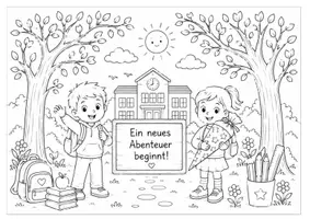 Vorschau - Mal- und Bastelvorlagen - Schulstart – 10 Ausmalbilder für die 1. Klasse | Erste Schulwoche & Einschulung - Seite 3
