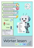 Vorschau - Arbeitsblätter - Wörter lesen zweisilbig: Lesetraining mit dem Leseroboter - Deckblatt