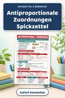 Vorschau - Merkblätter - Antiproportionale Zuordnungen Spickzettel Kl. 6 - Deckblatt