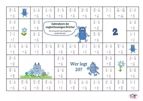 Vorschau - Spiele - Spiel "Wer legt 20" ungleichnamige Brüche addieren und subtrahieren - Seite 3