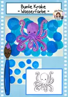 Vorschau - Stundenentwürfe - Bunte Krake, Wasserfarbe, Kunst Grundschule - Deckblatt