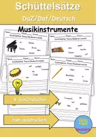 Vorschau - Arbeitsblätter - Schüttelsätze: Musikinstrumente - DaZ/DaF / Deutsch (Satzbau) - Deckblatt