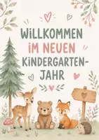 Vorschau - Bildkarten - Gratis Plakat „Willkommen im neuen Kindergartenjahr“ | A4 | Waldtiere | Kita | Krippe | Eingewöhnung | Deko - Seite 1