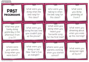 Vorschau - Spiele - PAST PROGRESSIVE - Grammar Conversation Cards - Seite 1