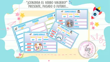 Vista previa - Juegos / Gamificación - TIEMPOS VERBALES. PRESENTE, PASADO Y FUTURO. - Portada