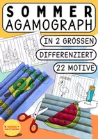 Vorschau - Mal- und Bastelvorlagen - ☀️ Agamograph basteln – Sommer | Wechselbild Kunst Grundschule Klasse 1 2 3 4 - Deckblatt
