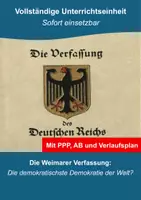 Vorschau - Stundenentwürfe - Unterrichtseinheit: Die Verfassung der Weimarer Republik - Deckblatt