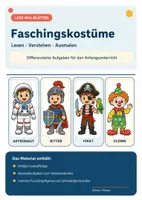Vorschau - Arbeitsblätter - Lese-Malbilder Kostüme - Deckblatt