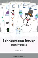 Vorschau - Mal- und Bastelvorlagen - Baue deinen Schneemann – Bastelvorlage zum Ausschneiden und Gestalten - Deckblatt