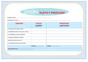 Vista previa - Hojas de trabajo - ACTIVIDAD SUJETO Y PREDICADO - página 2