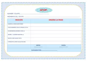 Vista previa - Hojas de trabajo - ORDENA LA FRAS. JUEGO DEL STOP. - página 2