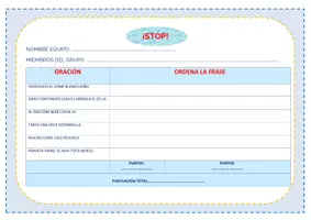 Vista previa - Hojas de trabajo - ORDENA LA FRAS. JUEGO DEL STOP. - página 3