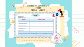Vista previa - Hojas de trabajo - ORDENA LA FRAS. JUEGO DEL STOP. - Portada