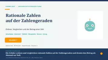 Vorschau - Stundenentwürfe - Mathe Unterrichtsvorbereitung Rationale Zahlen Grundlagen - Deckblatt