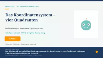 Vorschau - Stundenentwürfe - Mathe Unterrichtsvorbereitung Koordinatensystem Klasse 7 - Deckblatt
