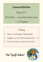 Vorschau - Arbeitsblätter - Deutsch Klasse 3/4 12 Lesetexte mit Fragen - Deckblatt