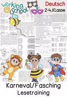 Vorschau - Arbeitsblätter - Leseheft Fasching Karneval | Leseverständnis Grundschule Klasse 1-3 - Deckblatt